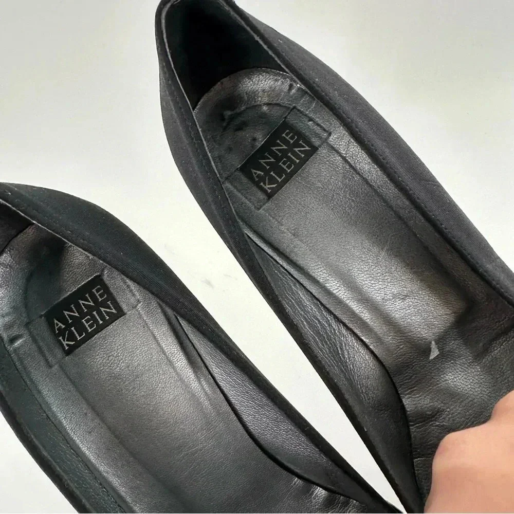 Anne Klein womens heels size 7.5 black square toe old money career vintage 90s
